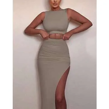 FAIMILORY High Slit Midi Dress for Women - Chic & Sexy