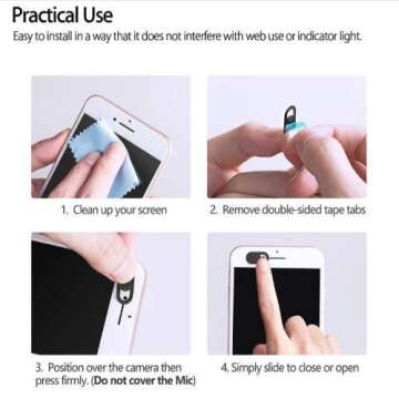 Tsyfro Ultra-Slim Laptop Camera Cover Slide | 0.03 Inch Thick | Upholds Digital Privacy | Compatible with Mobiles, Tablets, Desktops & Laptops | Classic Black - 3 Pack