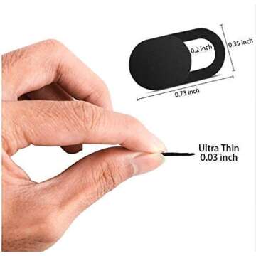 Tsyfro Ultra-Slim Laptop Camera Cover Slide | 0.03 Inch Thick | Upholds Digital Privacy | Compatible with Mobiles, Tablets, Desktops & Laptops | Classic Black - 3 Pack