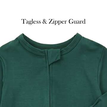 Aablexema Baby Zipper Pajamas Bamboo Rayon, 3pcs Unisex Infant Onesie with Mitten Long Sleeve Footed Pjs(White & Khaki Yellow & Green,12-18m)