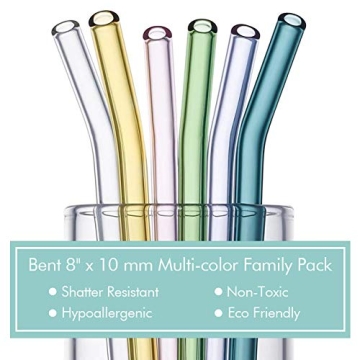 Durable Eco-Friendly Glass Drinking Straws Set of 12