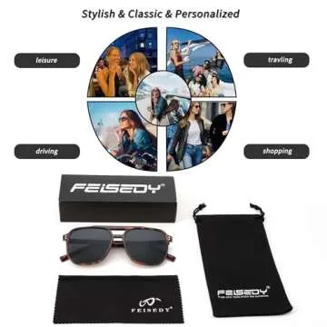 FEISEDY Retro Square Aviator Sunglasses for Fashion Lovers