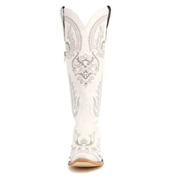 Western Cowboy Boots for Women with Embroidery and Rhinestones