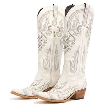 Western Cowboy Boots for Women with Embroidery and Rhinestones