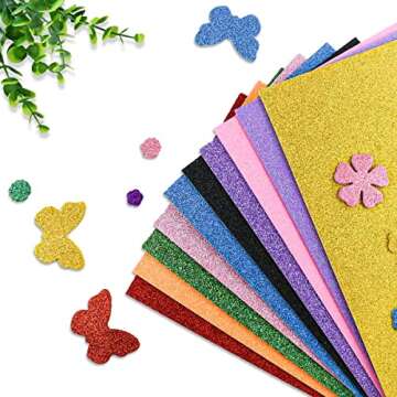 10 Pack Assorted Colors EVA Foam Sheets Glitter Foam Paper for Craft DIY Glitter Cardstock Paper Perfect for Kids Art Projects Classroom Arts Crafts Cosplay Party 2mm Thick (7.87 X 11.8 Inches)