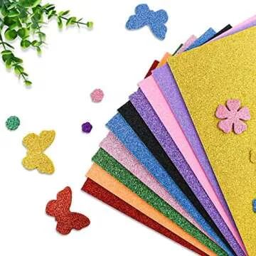 10 Pack Assorted Colors EVA Foam Sheets Glitter Foam Paper for Craft DIY Glitter Cardstock Paper Perfect for Kids Art Projects Classroom Arts Crafts Cosplay Party 2mm Thick (7.87 X 11.8 Inches)