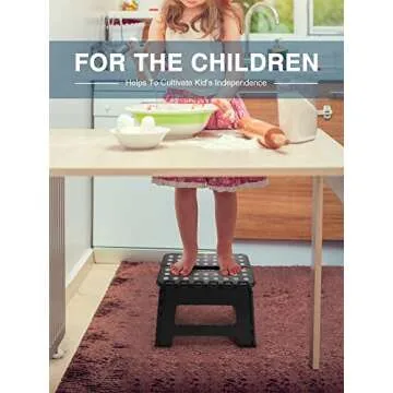 Dyforce Folding Step Stool 9", Kids Step Stool, Heavy Duty Step Stools for Adults, Compact Foot Stools, Light-Weight Toddler Step Stool for Kitchen, Bathroom, Holds Up to 300 lbs (Black)