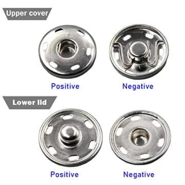 50 Sets Sew-on Snap Buttons, Metal Snaps Fasteners Press Studs Buttons for Sewing Clothing, 3/4" 19mm(Silver)