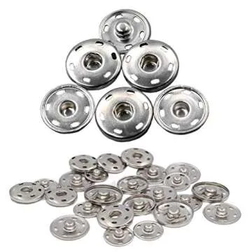 50 Sets Sew-on Snap Buttons, Metal Snaps Fasteners Press Studs Buttons for Sewing Clothing, 3/4" 19mm(Silver)