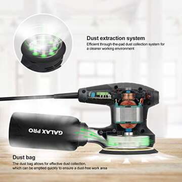 GALAX PRO 280W Electric Orbital Sander with Dust Collector
