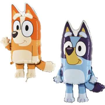 Toyland® Pack Of 2-32 Inch Bluey Balloons - 1 x Bluey & 1 x Bingo Shaped Character Balloons