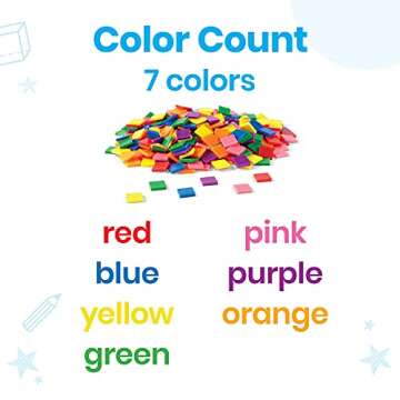 hand2mind Plastic Square with 7 Color Tiles, Color Sorting, Math Counters, Counting Manipulatives, C...