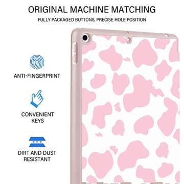 Deokke Pink Cow Pattern Case for iPad 10.2 in 9th/8th/7th Generation