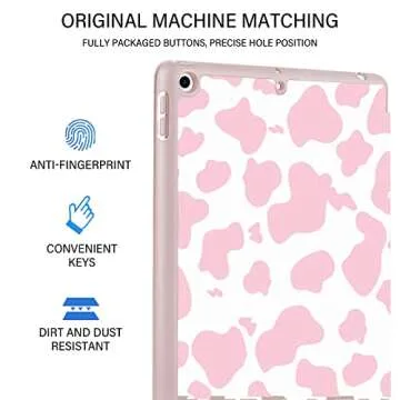 Deokke Pink Cow Pattern Case for iPad 10.2 in 9th/8th/7th Generation