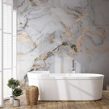 Murwall Art Wallpaper Gold Marble Wallpaper Scandinavian White Gray Smoke Wallpapers Minimalist Wall...