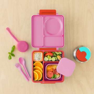 Omie OmieBox Silicone Leakproof Snack Containers To Go, Food Storage Containers with Lid, School Lunch Bento Container - BPA Free, Airtight, Dishwasher and Freezer Safe, Oven Safe - 9.4 ounces