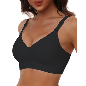 HORISUN Seamless Full Coverage Plus Size Wireless Bra (Black)