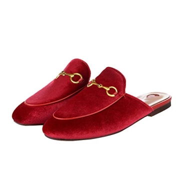 Arqa Mules for Women Comfort Backless Loafers in Red