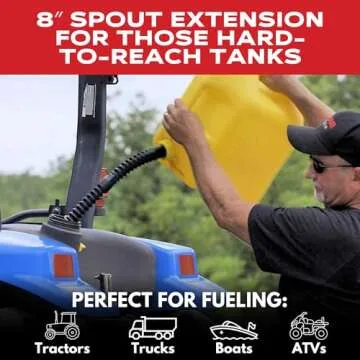 EZ-POUR Gas Can Spout Replacement – Multi-Use For Deluxe Gas Cans and Water Jugs (Pack of 1) - 1, 2, 5 Gallon HI-FLO System with Extension, Flame Arrestor, Flexible Gas Can Nozzle for Jerry Cans