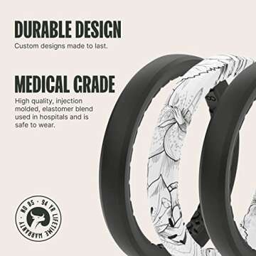 GROOVE LIFE Silicone Wedding Ring for Women - Breathable Rubber Rings for Women, Lifetime Coverage, ...