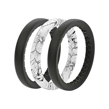 GROOVE LIFE Silicone Wedding Ring for Women - Breathable Rubber Rings for Women, Lifetime Coverage, Unique Design, Comfort Fit Womens Ring - Thin Air Rose Size 7