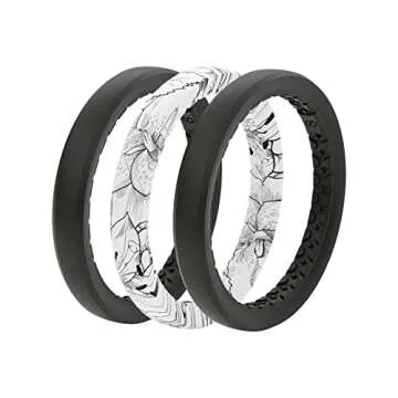 GROOVE LIFE Silicone Wedding Ring for Women - Breathable Rubber Rings for Women, Lifetime Coverage, Unique Design, Comfort Fit Womens Ring - Thin Air Rose Size 7