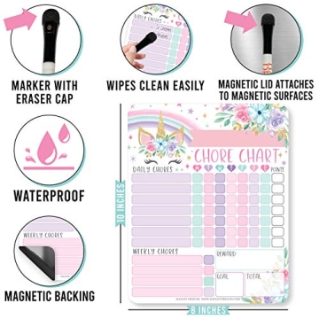 Unicorn Magnetic Chore Chart for Kids - Fun Responsibility Tool