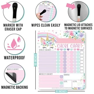 Unicorn Magnetic Chore Chart for Kids - Fun Responsibility Tool