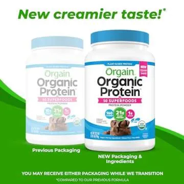 Orgain Organic Vegan Protein + 50 Superfoods Powder, Creamy Chocolate Fudge - 21g Plant Based Protein, 10g Prebiotic Fiber, No Lactose Ingredients, Gluten Free, Non-GMO, 2.02 lb (Packaging May Vary)