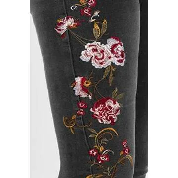 Wide Leg Flared Jeans for Women Floral Embroidered Style