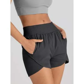 AUTOMET Women's High Waisted Athletic Shorts with Pockets