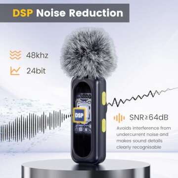 YEJATA Wireless Lavalier Microphone with Digital Battery Display