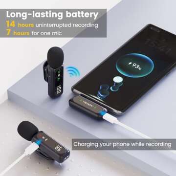 YEJATA Wireless Lavalier Microphone with Digital Battery Display