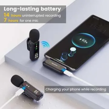YEJATA Wireless Lavalier Microphone with Digital Battery Display