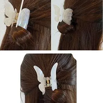 Butterfly Hair Clips, Tortoise Shell Cellulose Acetate Barrettes Claw Clips No-Slip Grip French Design Hair Jaw Clips Clamp Small Hair Accessories for Women Girls Ladies (3 Pack)