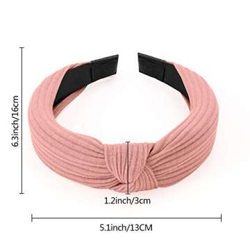 Sunolga 10 Pcs Headbands for Women, Wide Headbands Knotted Headband for Women and Girls, Soft Knitted Non Slip Hair Hoops Solid Color Hair Accessories