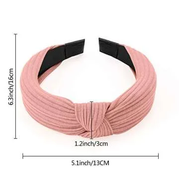 Sunolga 10 Pcs Headbands for Women, Wide Headbands Knotted Headband for Women and Girls, Soft Knitted Non Slip Hair Hoops Solid Color Hair Accessories