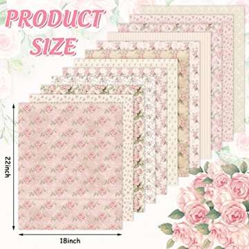 Whaline 12Pcs Spring Cotton Fabric Bundles 18 x 22 Inch Retro Floral Printed Fat Quarters Pink Flowe...