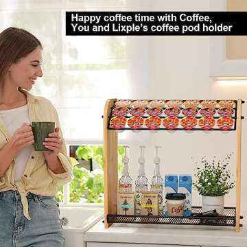 K Cup Holder Coffee Pod Organizer for Coffee Bar Accessories, K Cup Holders for Counter, Large Capacity K Cups Holder, Easy Assembly Coffee Station Organizer for Countertop (28 Coffee Pods At Least)