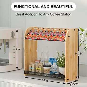 K Cup Holder Coffee Pod Organizer for Coffee Bar Accessories, K Cup Holders for Counter, Large Capacity K Cups Holder, Easy Assembly Coffee Station Organizer for Countertop (28 Coffee Pods At Least)