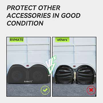 RVMATE RV Tire Covers, Dual Axle Wheel Cover (2 Pack) Fits 27"-30" Diameter Tires, Waterproof Anti-UV 600D Oxford Black Dual Tire Covers RV Accessories for RV/Truck/Trailer