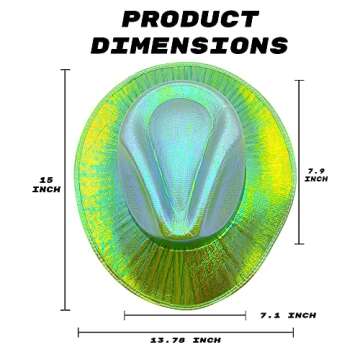 LMJFOR Green Space Cowgirl Hat with Bandana, Women Neon Sparkly Cowboy Hat Iridescent Cowboy Hats St Patricks Day Bachlorette Halloween Party Role Play Christmas Costume Accessorie