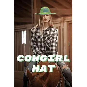 LMJFOR Green Space Cowgirl Hat with Bandana, Women Neon Sparkly Cowboy Hat Iridescent Cowboy Hats St Patricks Day Bachlorette Halloween Party Role Play Christmas Costume Accessorie