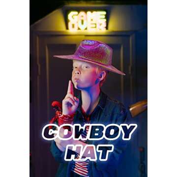 LMJFOR Green Space Cowgirl Hat with Bandana, Women Neon Sparkly Cowboy Hat Iridescent Cowboy Hats St Patricks Day Bachlorette Halloween Party Role Play Christmas Costume Accessorie