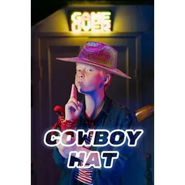 LMJFOR Green Space Cowgirl Hat with Bandana, Women Neon Sparkly Cowboy Hat Iridescent Cowboy Hats St Patricks Day Bachlorette Halloween Party Role Play Christmas Costume Accessorie