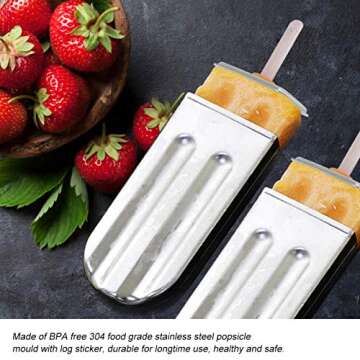 10Pcs Stainless Steel with 100Pcs Sticks Holder,Commercial Ice Ice Cream Maker (Round head)