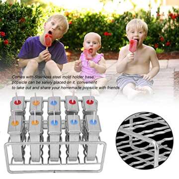 10Pcs Stainless Steel with 100Pcs Sticks Holder,Commercial Ice Ice Cream Maker (Round head)