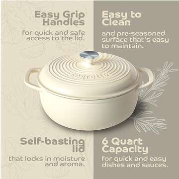 Segretto 6Qt Enameled Cast Iron Dutch Oven for Every Kitchen