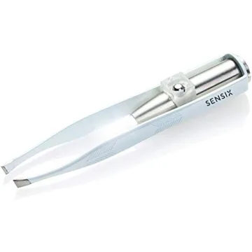 Sensica Lumi Tweezers – Precision Slant Tip With Led Light For Women and Men - Finest Point Grip F...