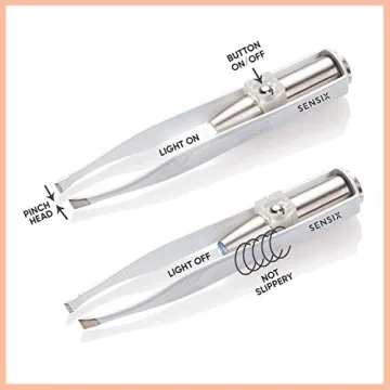 Sensica Lumi Tweezers with LED Light for Precision Grooming